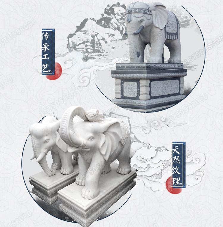 大象雕塑，芝麻黑大象雕塑，惠安芝麻黑大象光面
