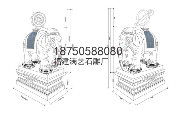福建漳州龙海寺院定做4米石雕大象圆满完成