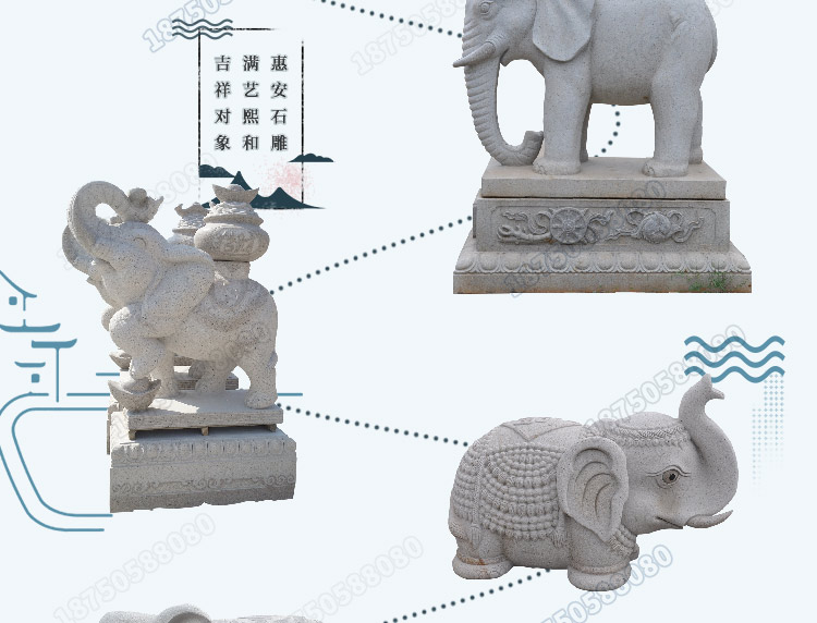 大象雕塑摆件,石象福建石雕厂